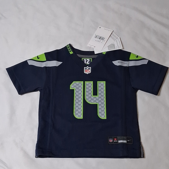Nike Other - Nike Kids Navy and Neon Green Seattle Seahawks #14 Metcalf Football Jersey